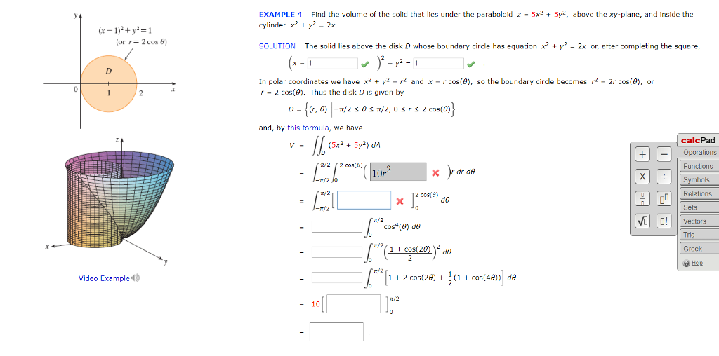 Example 4 Find The Volume Of The Solid That Lies Chegg Com