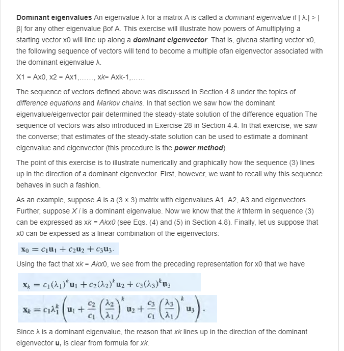 Solved Dominant Eigenvalues Eigenvalue Matrix Called Dominant Eigenvalue 1 Bl Eigenvalue Bof Exe Q