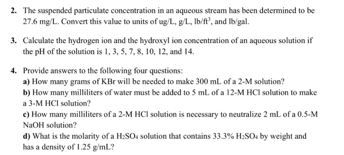 Solved 2 The Suspended Particulate Concentration In An Chegg Com