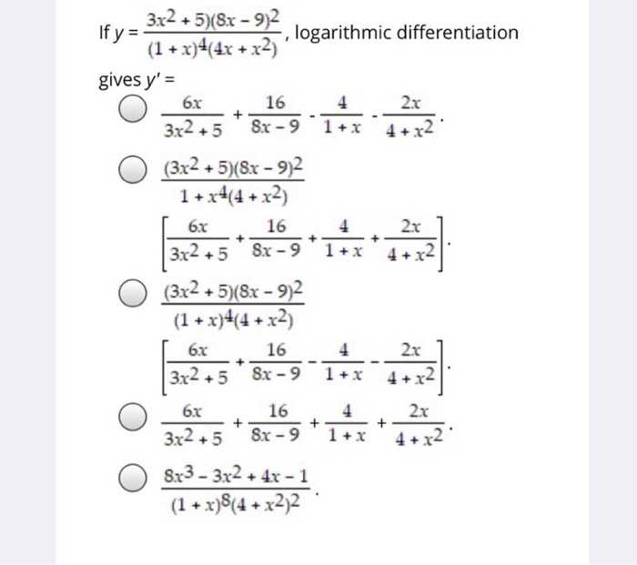 Solved 3x2 5sr 9 2 1 X 4 4x X2 Logarithmic Chegg Com