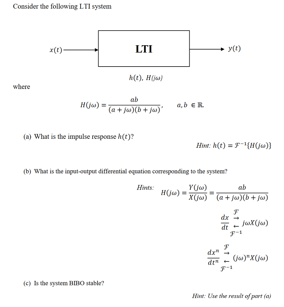 Solved Consider The Following Lti System X T Lti Y T H Chegg Com