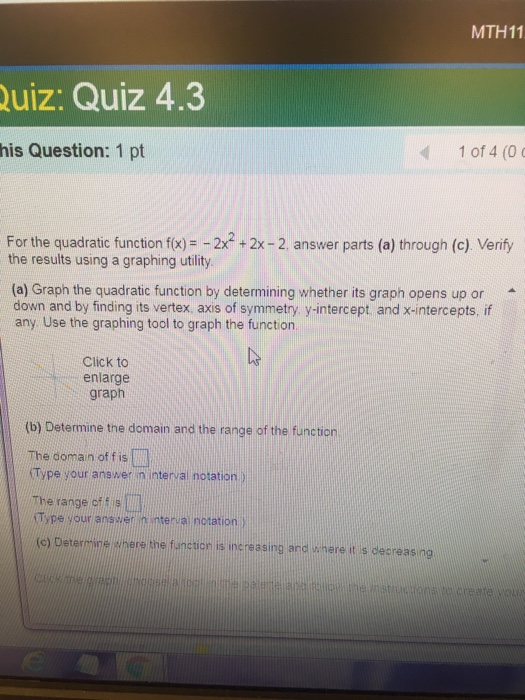 Solved Mth11 Uiz Quiz 4 3 His Question 1 Pt 10f 4 0 Fo - 