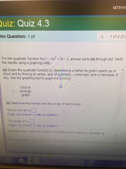 Solved Mth11 Uiz Quiz 4 3 His Question 1 Pt 10f 4 0 Fo - 