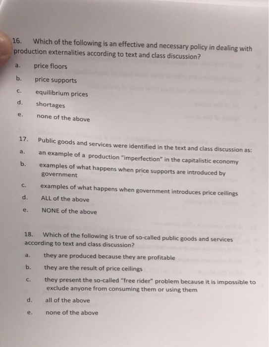 Solved 16 Which Of The Following Is An Effective And Nec