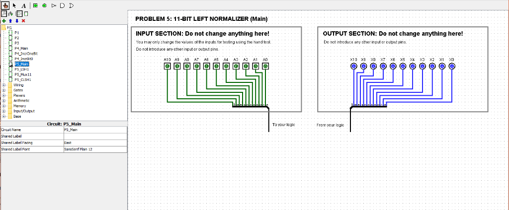 PROBLEM 5: 11-BIT LEFT NORMALIZER (Main) H2 P1 P2 INPUT SECTION: Do not change anything here! tou may only change the alues o