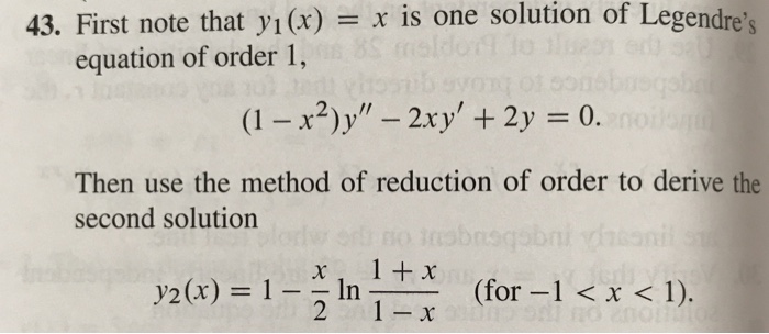 Solved 43 First Note That Yi X X Is One Solution Of Chegg Com