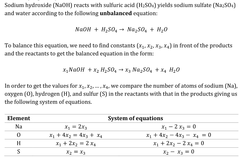 Sodium hydroxide (NaOH) reacts with sulfuric acid (H2S04) yields sodium sulfate (Na2S04) and water according to the following