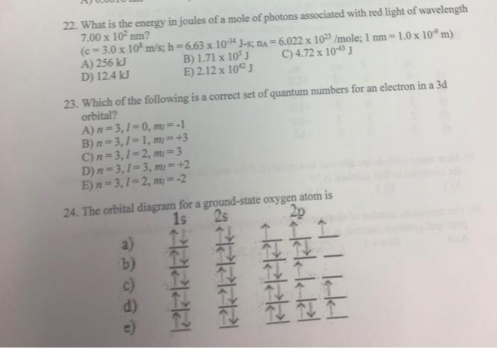 Solved What Is The Energy In Joules Of A Mole Of Photons Chegg Com