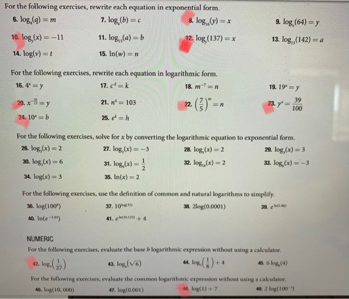 Solved For The Following Exercises Rewrite Each Equation Chegg Com