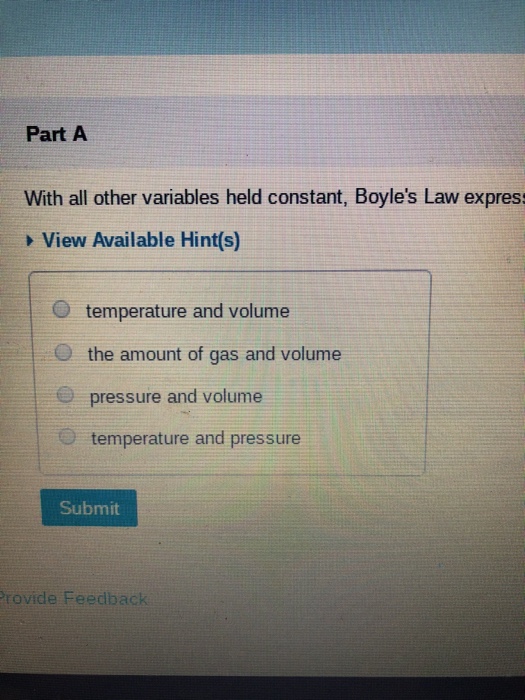 Solved With all other variables held constant, Boyle&rsquo;s Law | Chegg.com