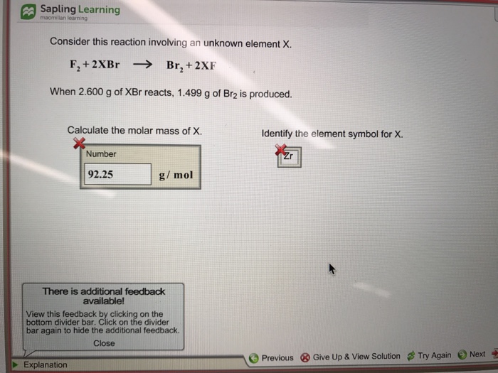 Solved Sapling Learning Consider This Reaction Involving