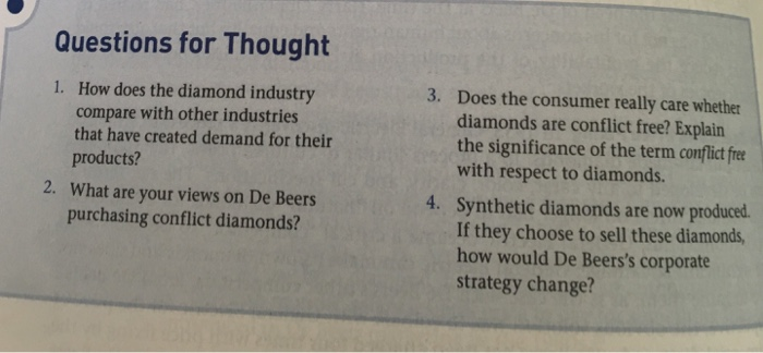 Solved 1. Read Case 10: De Berrs and the Conflict Diamonds