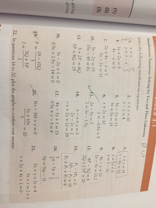Solved Solving For Two And Three Unknown Solve The Follow Chegg Com