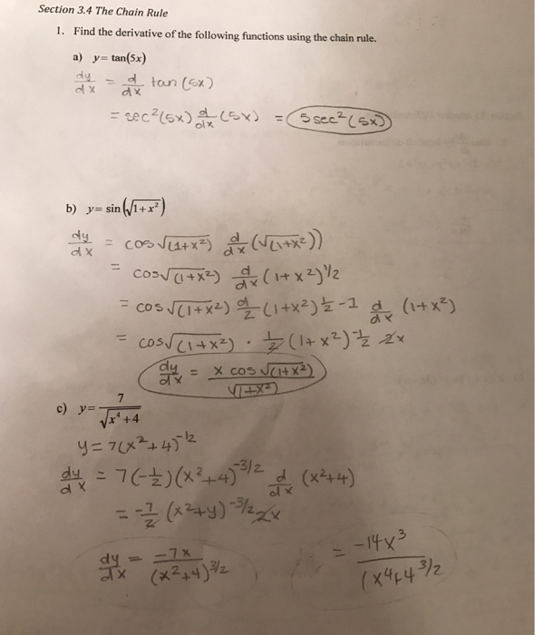 Solved Find The Derivative Of The Following Functions Usi Chegg Com