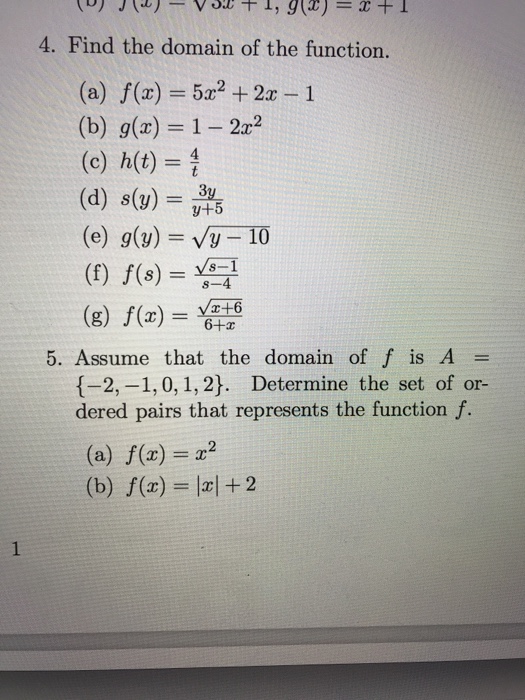 4 Find The Domain Of The Function A F X 5x2 Chegg Com