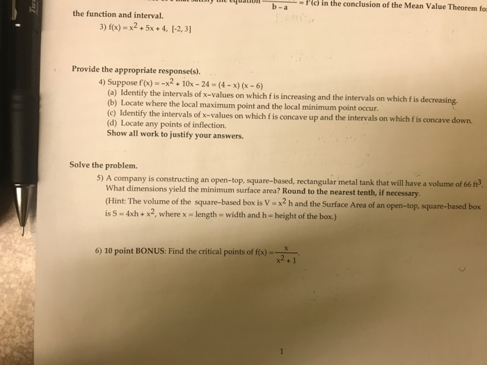 Solved Plc In The Conclusion Of The Mean Value Theorem Chegg Com