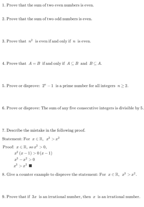 Solved 1 Prove That The Sum Of Two Even Numbers Is Even