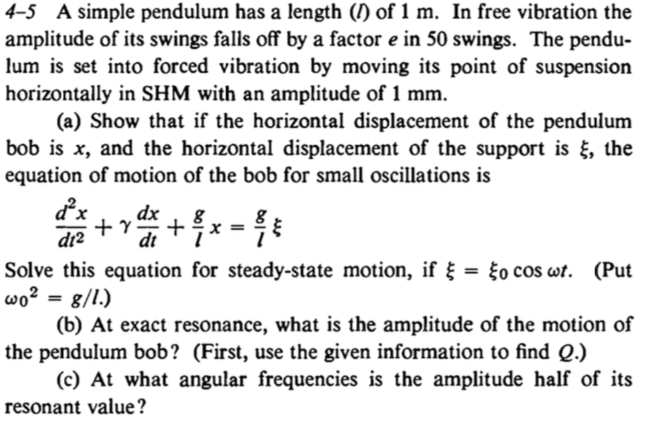 Hint First Consider The Pendulum In Its Own Chegg Com