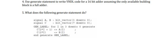 Syge person Umeki Råd 4. Use generate statement to write VHDL code for a 16 | Chegg.com