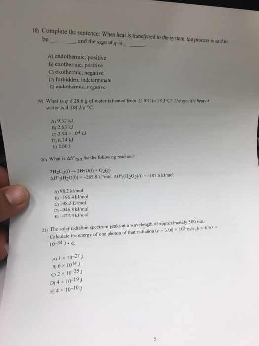 Solved Complete The Sentence When Heat Is Transferred To