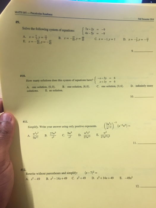 x+5y y w=9 for {7x 2y Equations: System  Of Solve Following Solved:  The