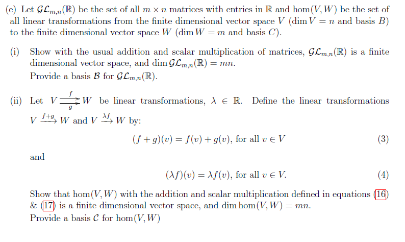 Solved E Let Glm R Be The Set Of All M matrices With Chegg Com