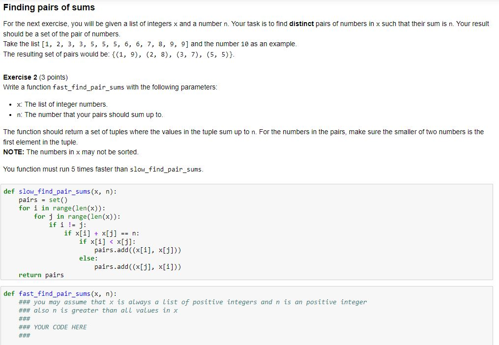 Solved Finding Pairs Sums Next Exercise Given List Integers X Number N Task Find Distinct Pairs N Q