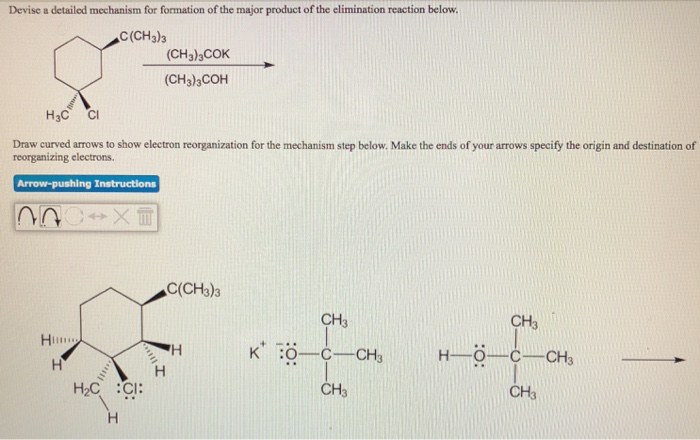 ...below.C(CH3)3(CH3)3COK(CH3)3COH H3C Cl Draw curved arrows to... 