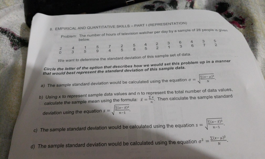 QUANTITATIVE I SKILLS-PART Solved: AND ... 8.EMPIRICAL (REPRES