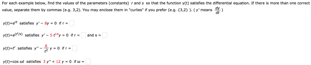 Solved For Each Example Below Find The Values Of The Par Chegg Com