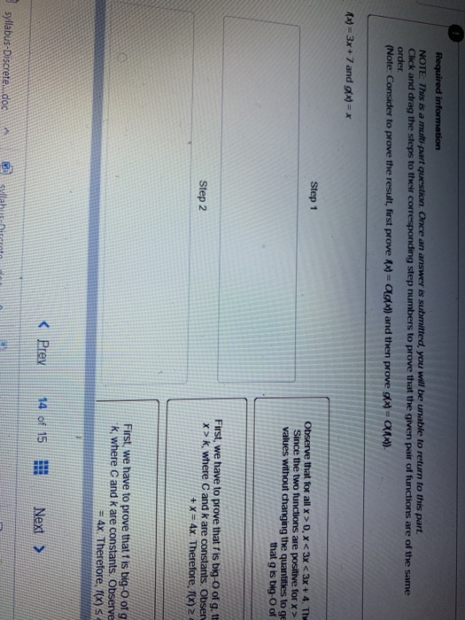 Required information note: this is a multi-part question once an answer is submitted, you will be unable to return to this pa