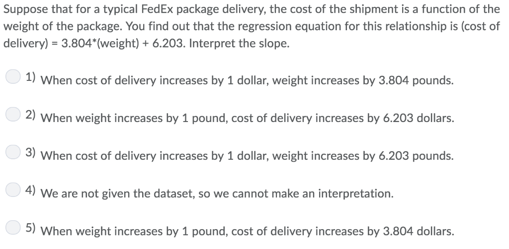 Solved Suppose That For A Typical Fedex Package Delivery Chegg Com