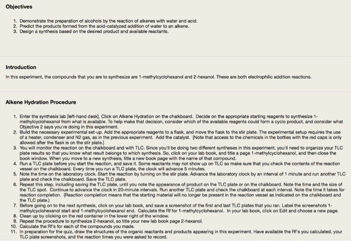 Hydration of 1-hexene lab report picture