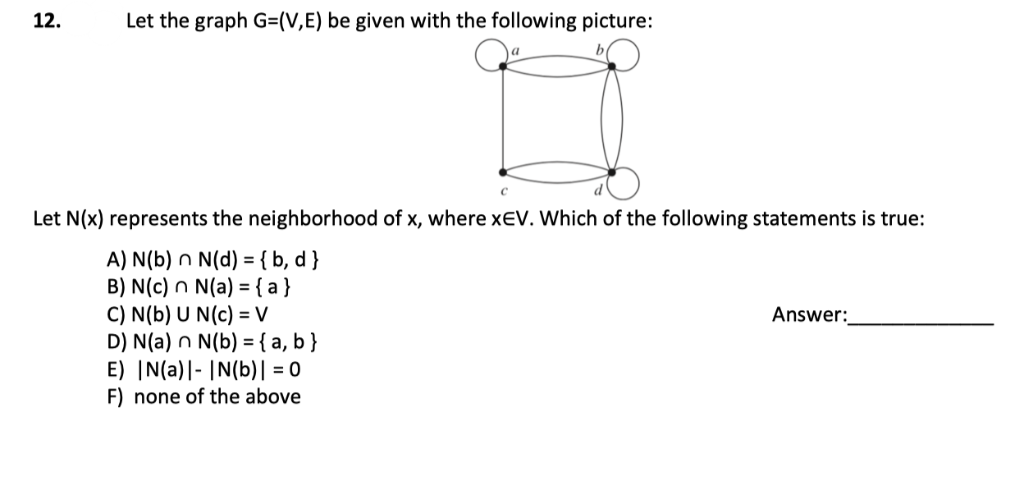 Solved Let The Graph G V E Be Given With The Following Chegg Com