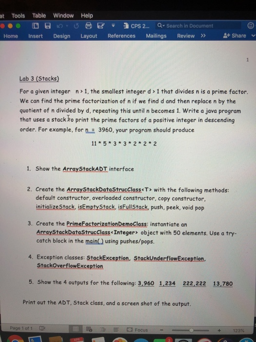 at Tools Table Window Help . 8 E CPS 2.. Q Search in Document +Share Home Insert Design Layout References Mailings Review> La