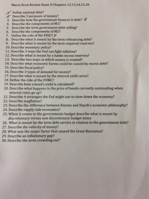 Solved Define National Debt Describe 3 Purposes Of Money