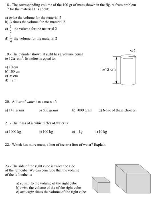 18 The Corresponding Volume Of 100 Gr Mas Chegg Volume Of The 100 Gr Mas