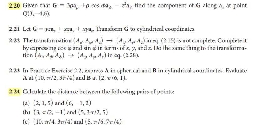Solved 2 Given That G 3pap R Cos F Dar Find The Chegg Com