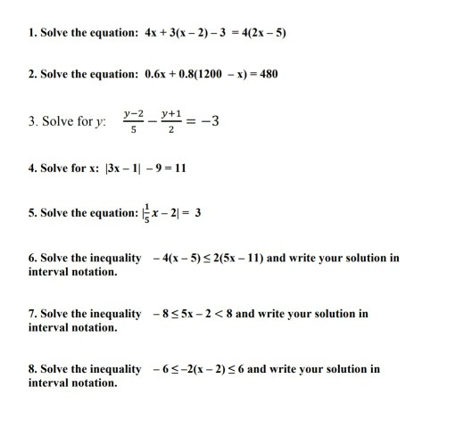 Solved 1 Solve The Equation 4x 3 2 3 2 5 2 Solve Th Chegg Com