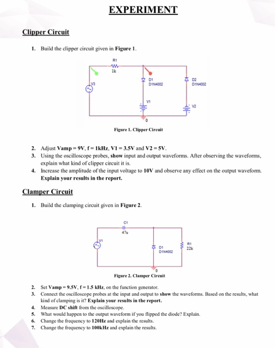 Solved Experiment Uit Build The Clipper Circuit Given I Chegg Com