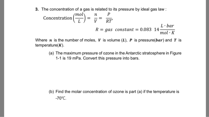 Solved 3 The Concentration Of A Gas Is Related To Its Pr Chegg Com