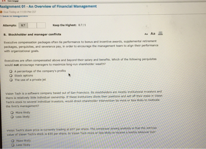 Solved Executive Compensation Packages Often Tie Performa Chegg Com