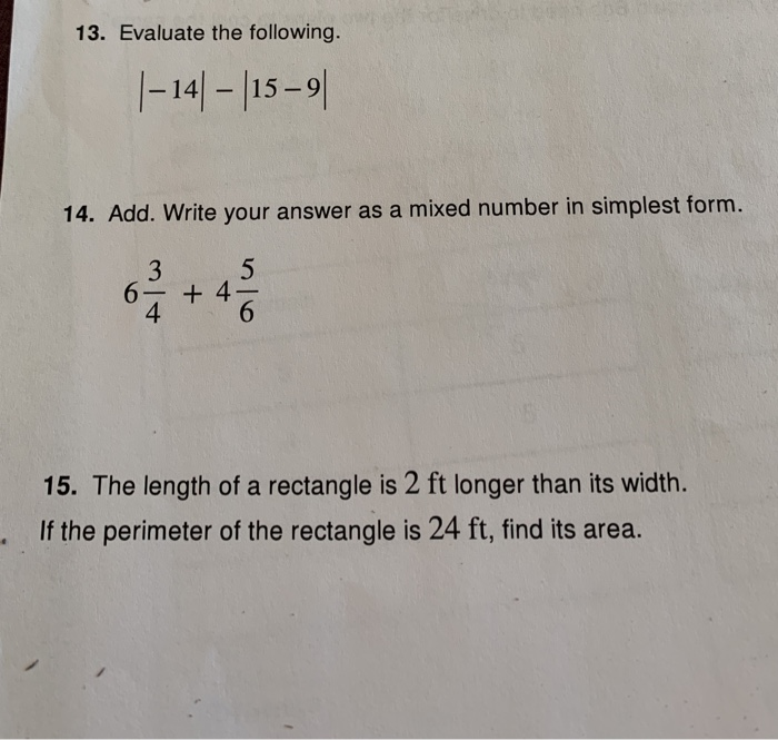 Solved 13. Evaluate The Following. 1-141-115-01 14. Add. | Chegg.com
