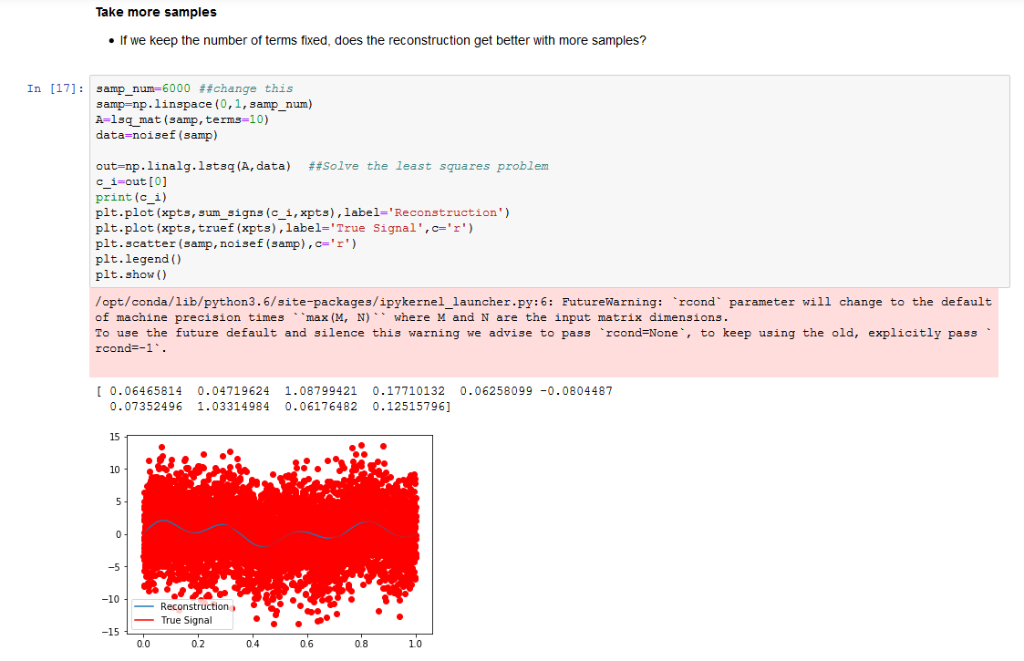 Take more samples If we keep the number of terms fixed, does the reconstruction get better with more samples? In [17]: samp n