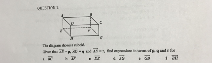 Solved Question2 The Diagram Shows A Cuboid Given That Ab Chegg Com