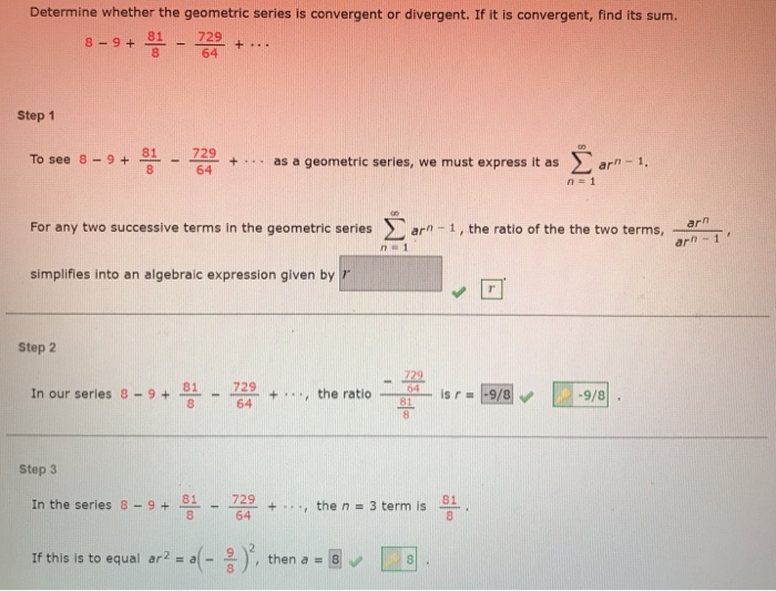 Determine Whether The Geometric Series Is Convergent Chegg Com