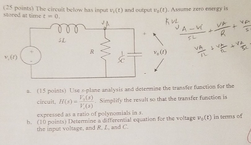 Solved 25 Points The Circuit Below Has Input V Ct And O Chegg Com