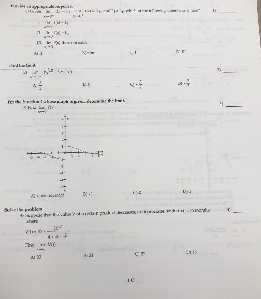 Solved Provide An Appropriate Response 1 Given Lim Fx L Chegg Com