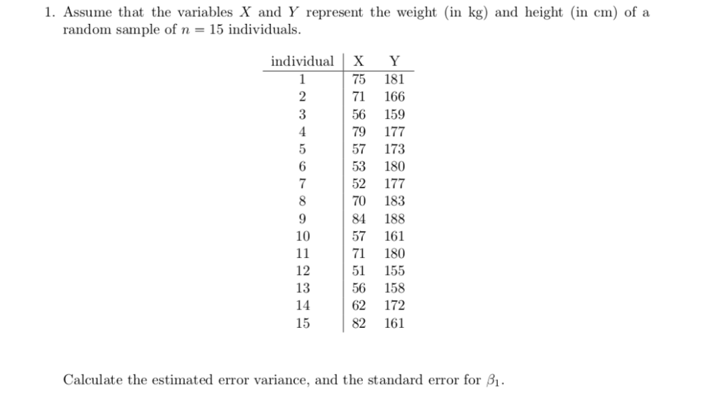 1 Assume That The Variables X And Y Represent The Chegg Com