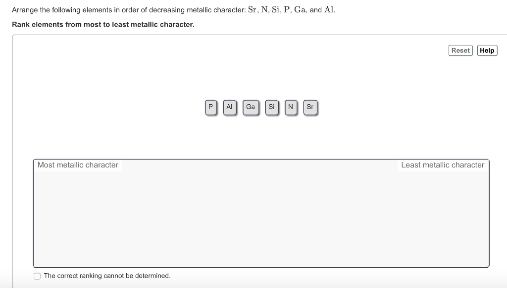 Solved Place the following elements in order of decreasing